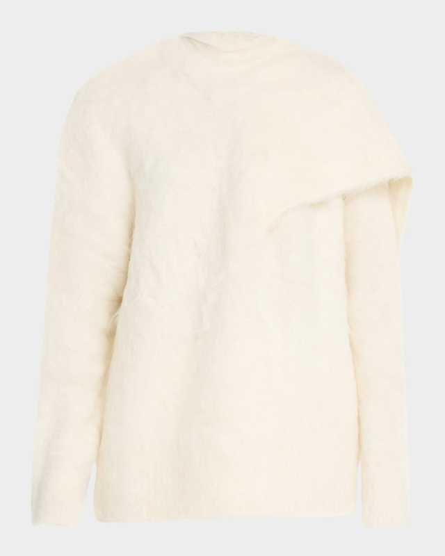 Alpaca Knit Draped Scarf Sweater